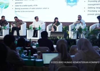 Direktur Jenderal Informasi dan Komunikasi Publik Kementerian Komunikasi dan Informatika, Usman Kansong dalam Diskusi Panel Road to The 10th World Water Forum: Policy, Technology and Investment Opportunity In Water Resource Management, di Auditorium Kementerian Pekerjaan Umum dan Perumahan Rakyat (PUPR), Jakarta Selatan, Selasa (04/06/2023).